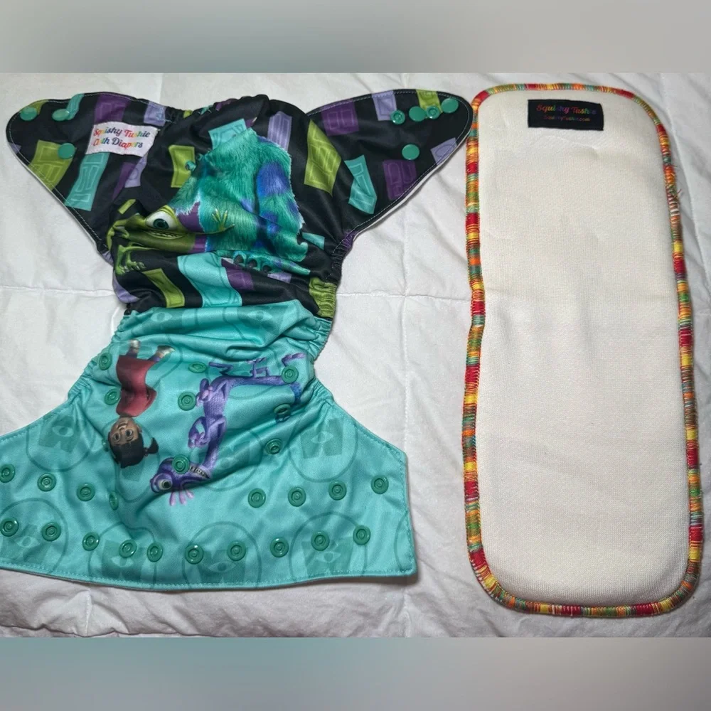 Squishy Tushie Monsters Inc Mike & Sully Cloth Diaper with Insert